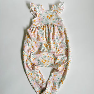 Summer Flutter Sleeve Long Pants Romper