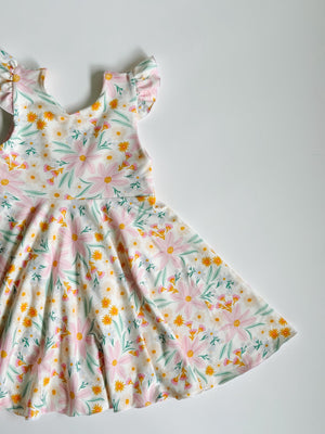 Summer Prints Flutter Sleeve Twirl Dress