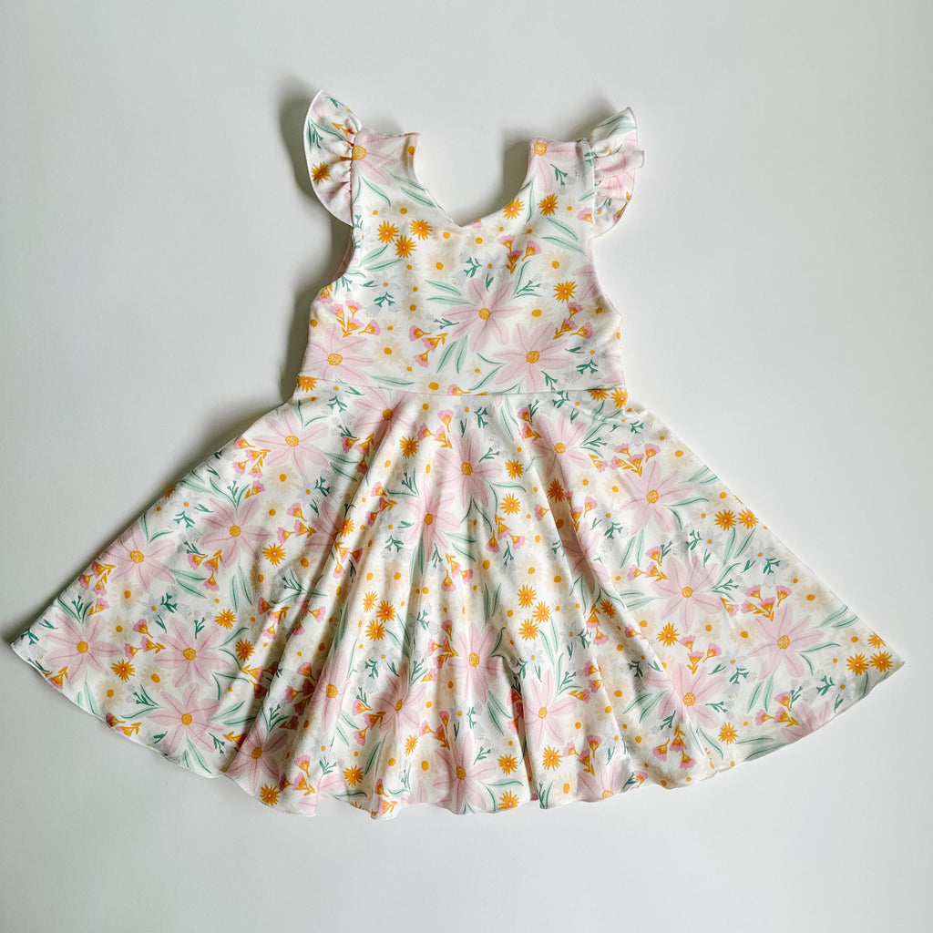 Summer Prints Flutter Sleeve Twirl Dress
