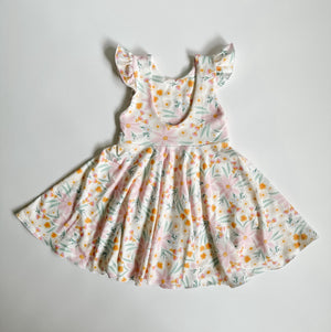 Summer Prints Flutter Sleeve Twirl Dress