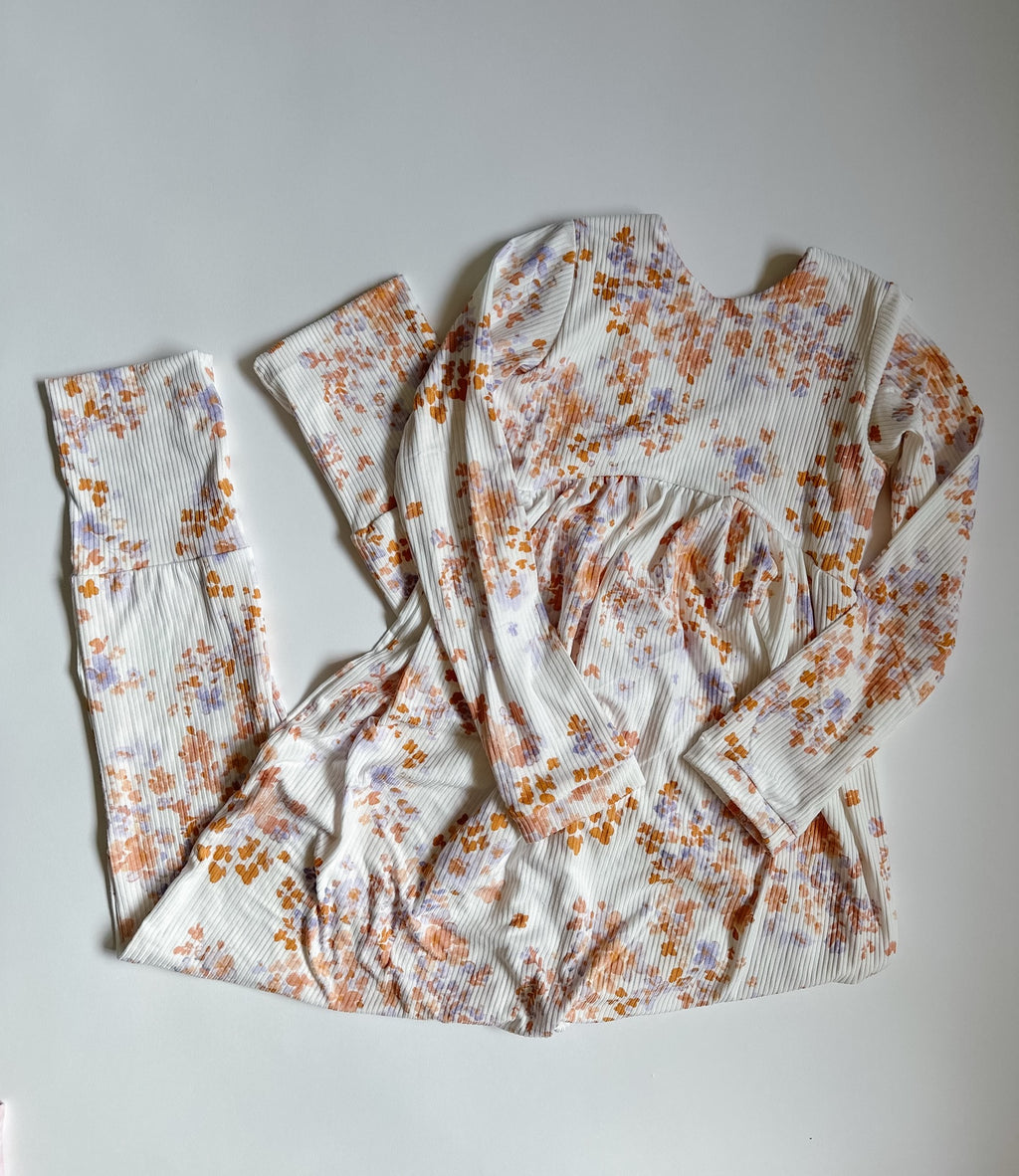Ribbed Floral Romper Size 7