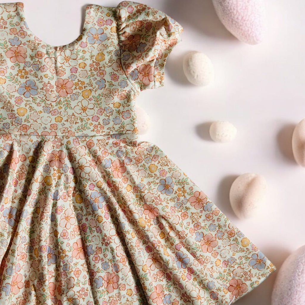 Easter Puff Sleeve Twirl Dress