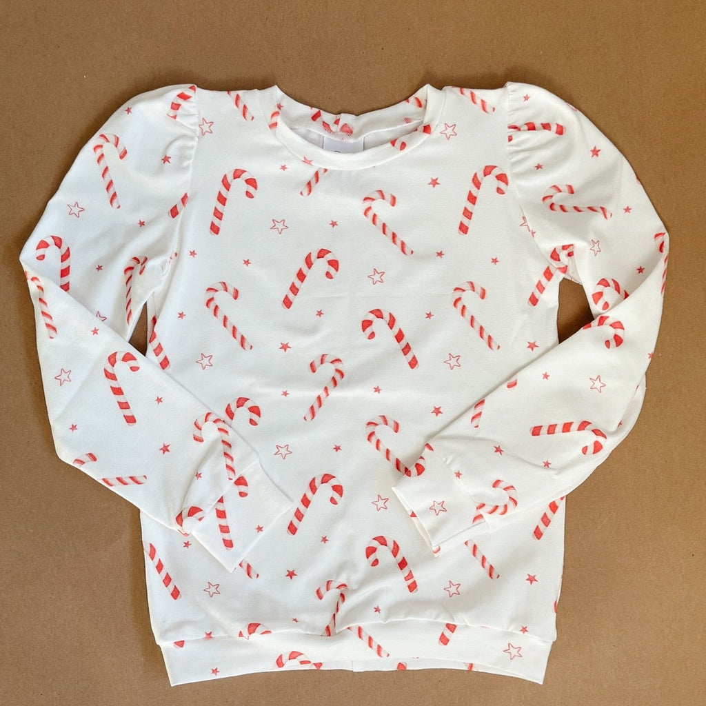 Christmas Prints Puff Sleeve Crew