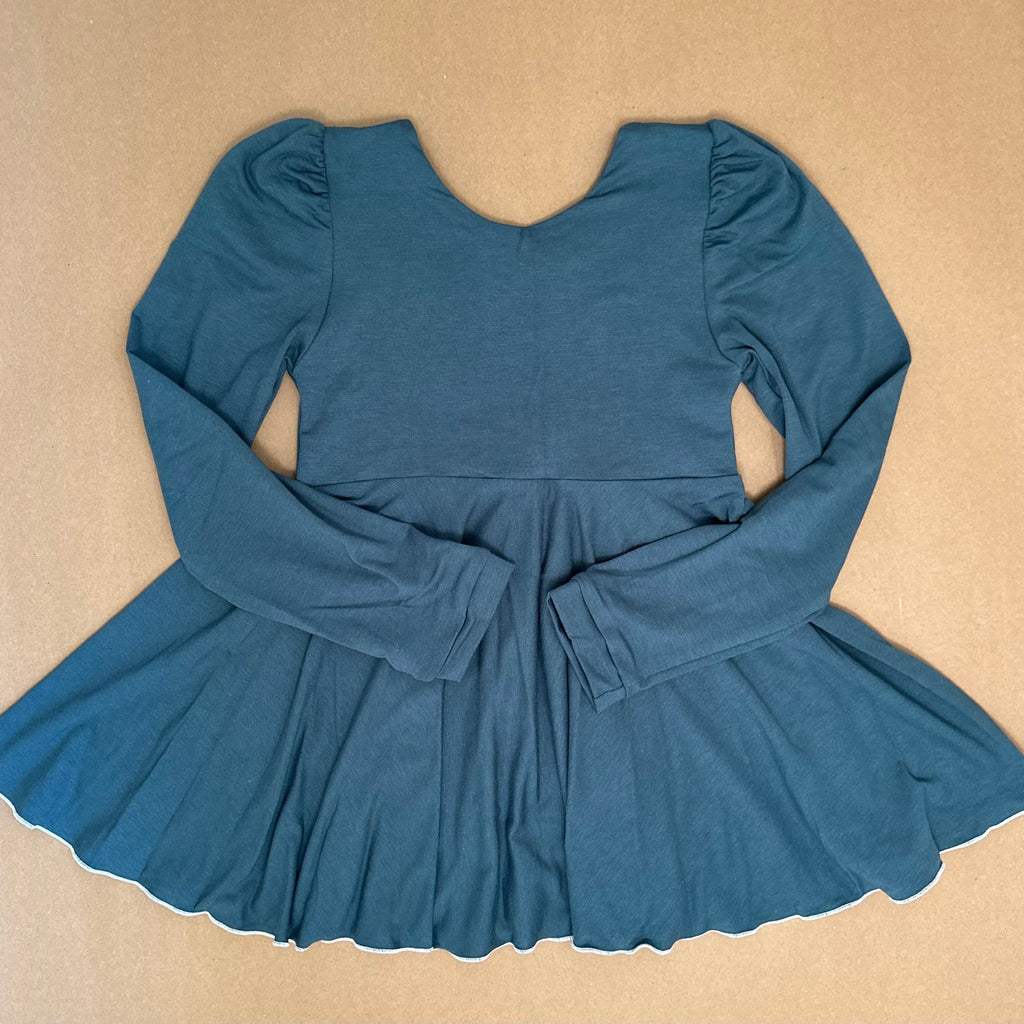 Christmas Solids Puff Sleeve Peplum