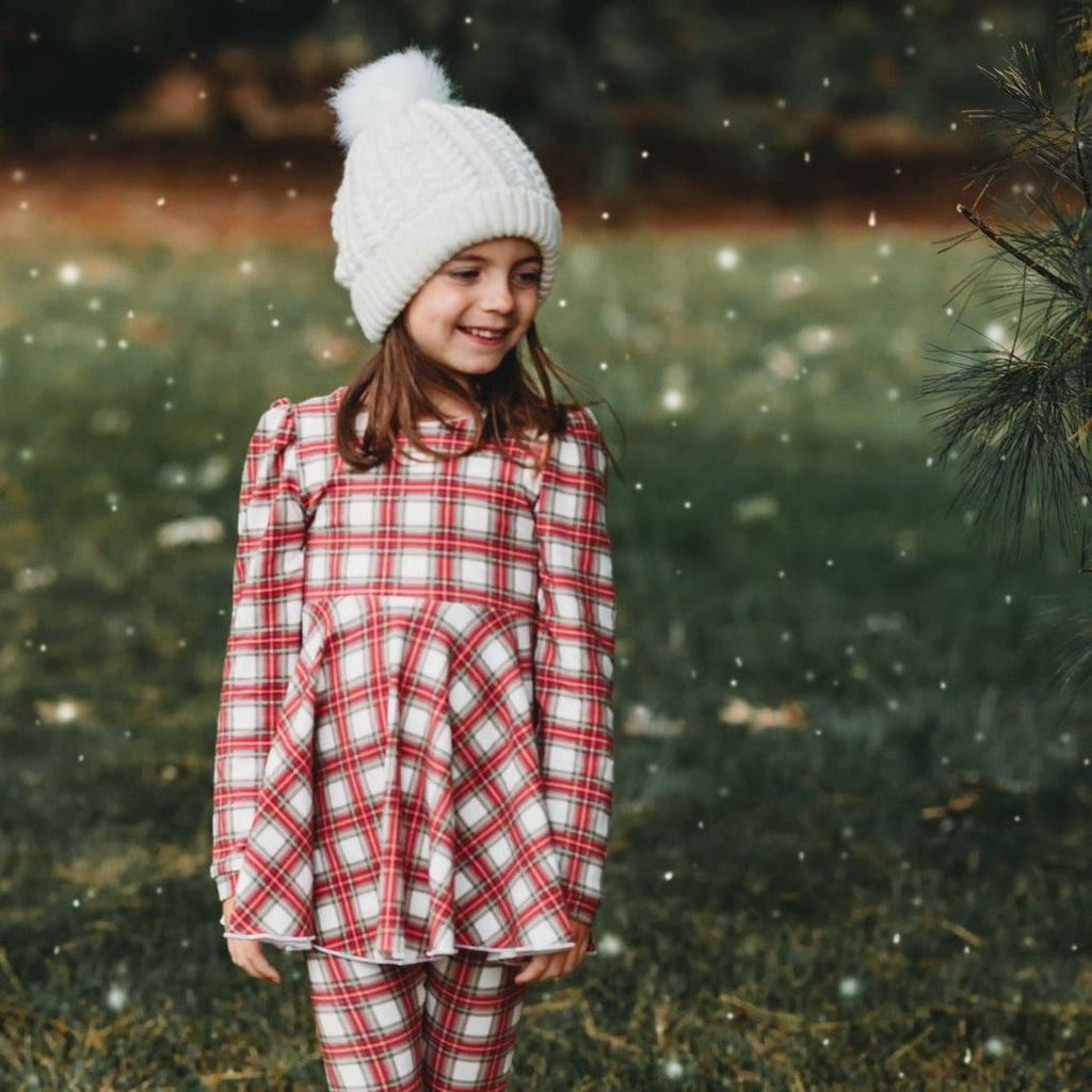 Christmas Prints Puff Sleeve Peplum