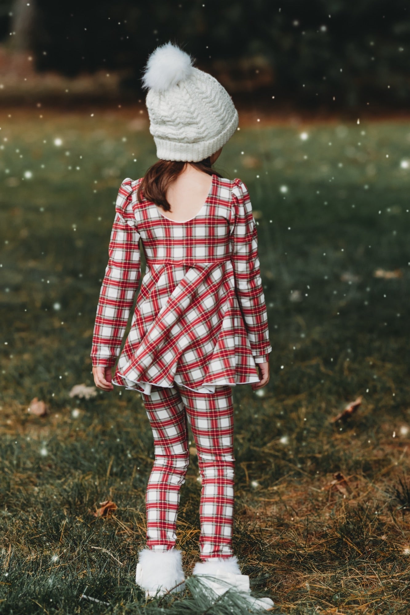 Christmas Prints Puff Sleeve Peplum