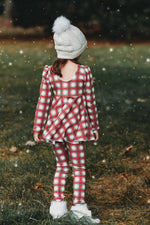 Christmas Prints Puff Sleeve Peplum