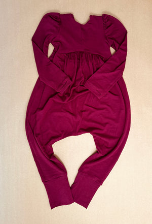 Christmas Solids Puff Sleeve Romper