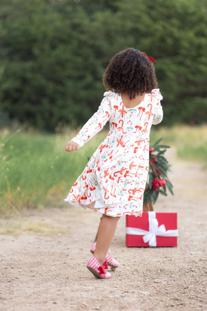 Christmas in July Flutter Sleeve Twirl Dress