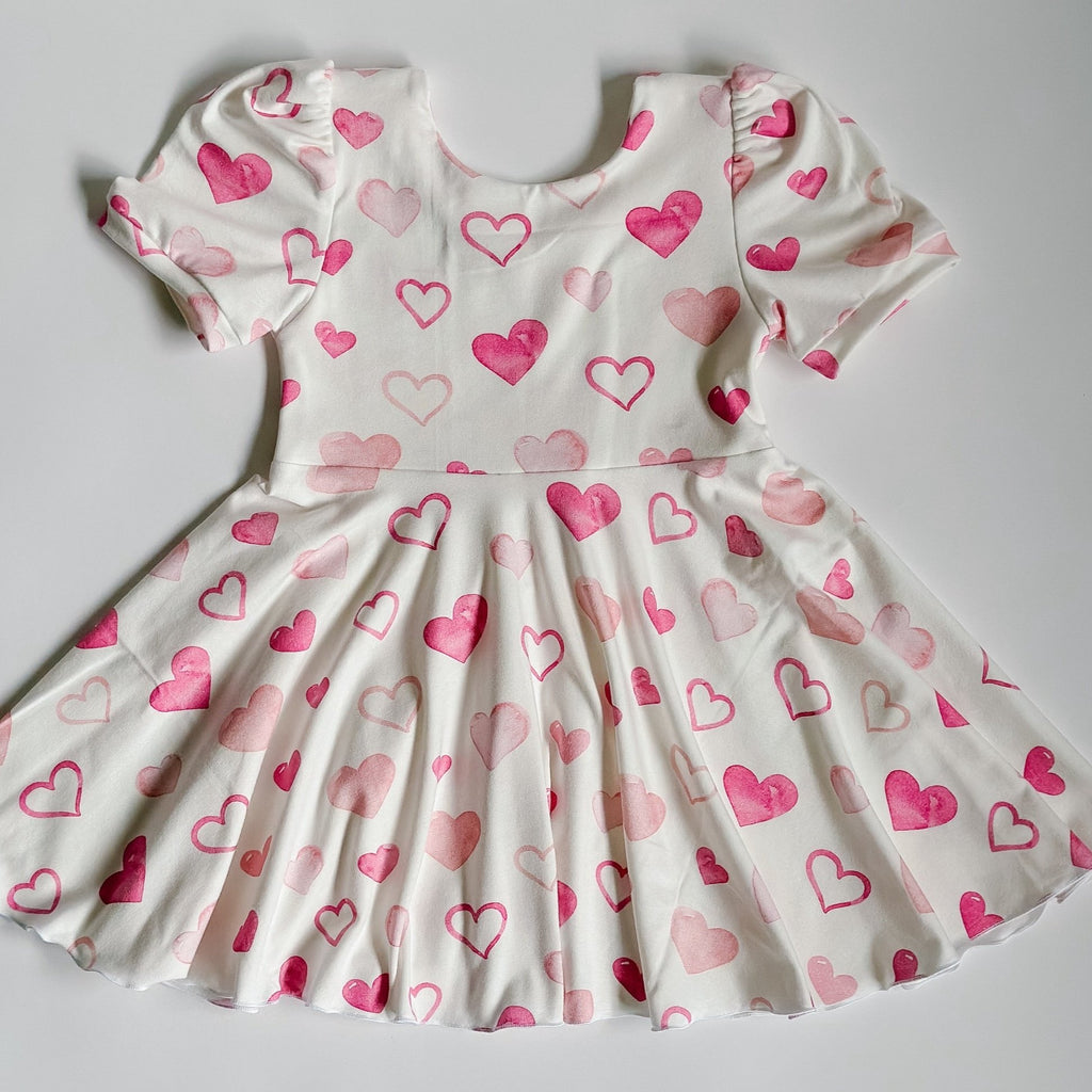 Valentine Prints Puff Sleeve Peplum