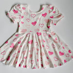 Valentine Prints Puff Sleeve Peplum