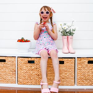 Spring Prints Flutter Sleeve Peplums