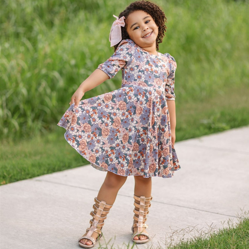 Back 2 School Puff Sleeve Twirl Dress