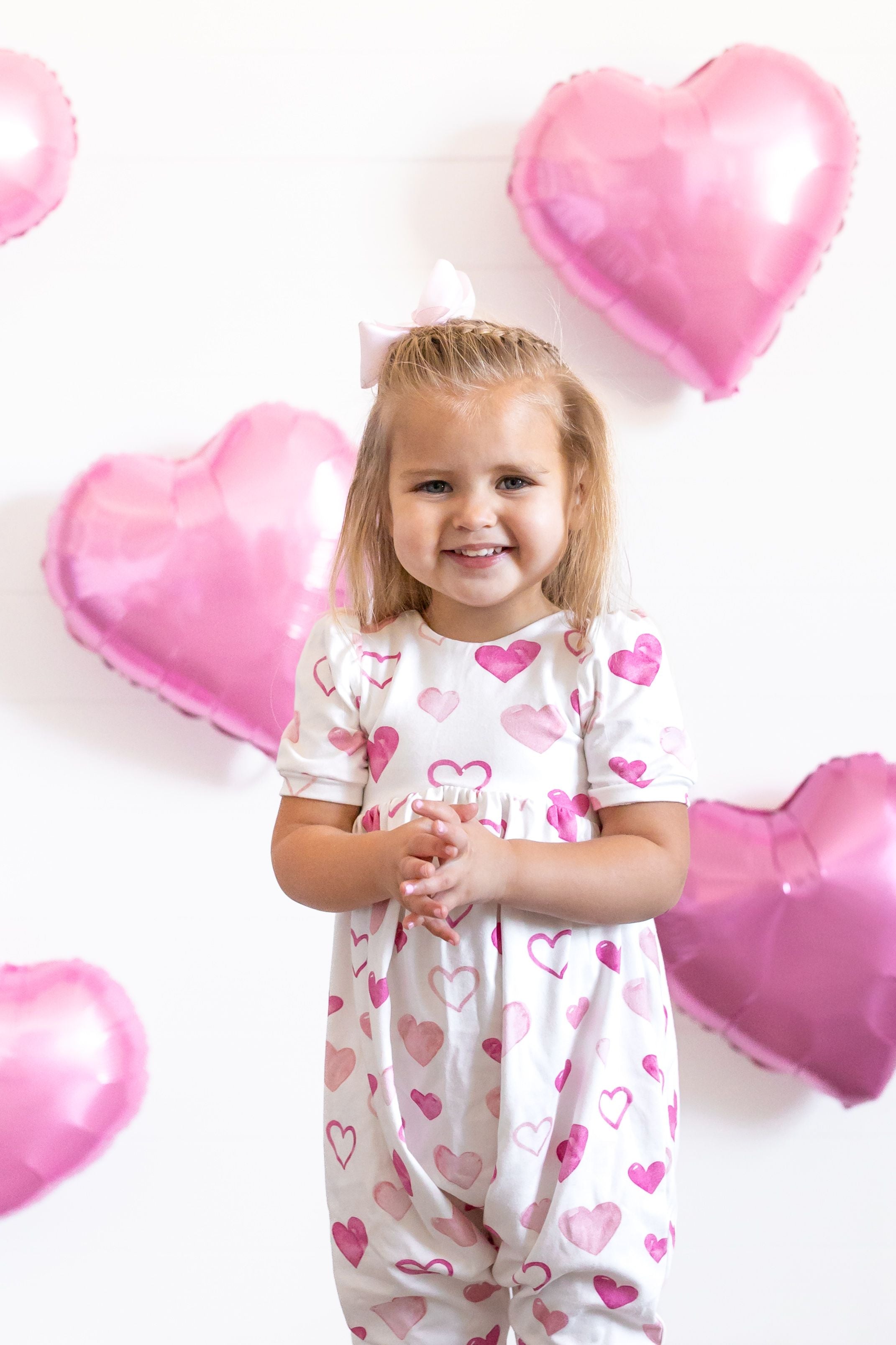 Valentine Prints Puff Sleeve Romper