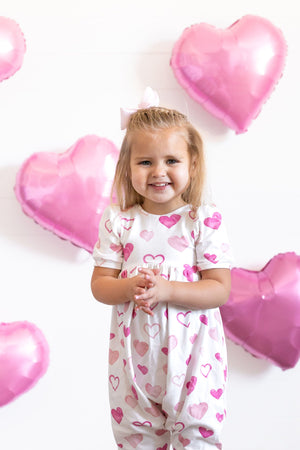 Valentine Prints Puff Sleeve Romper