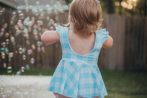 Baby Blue Gingham Peplum