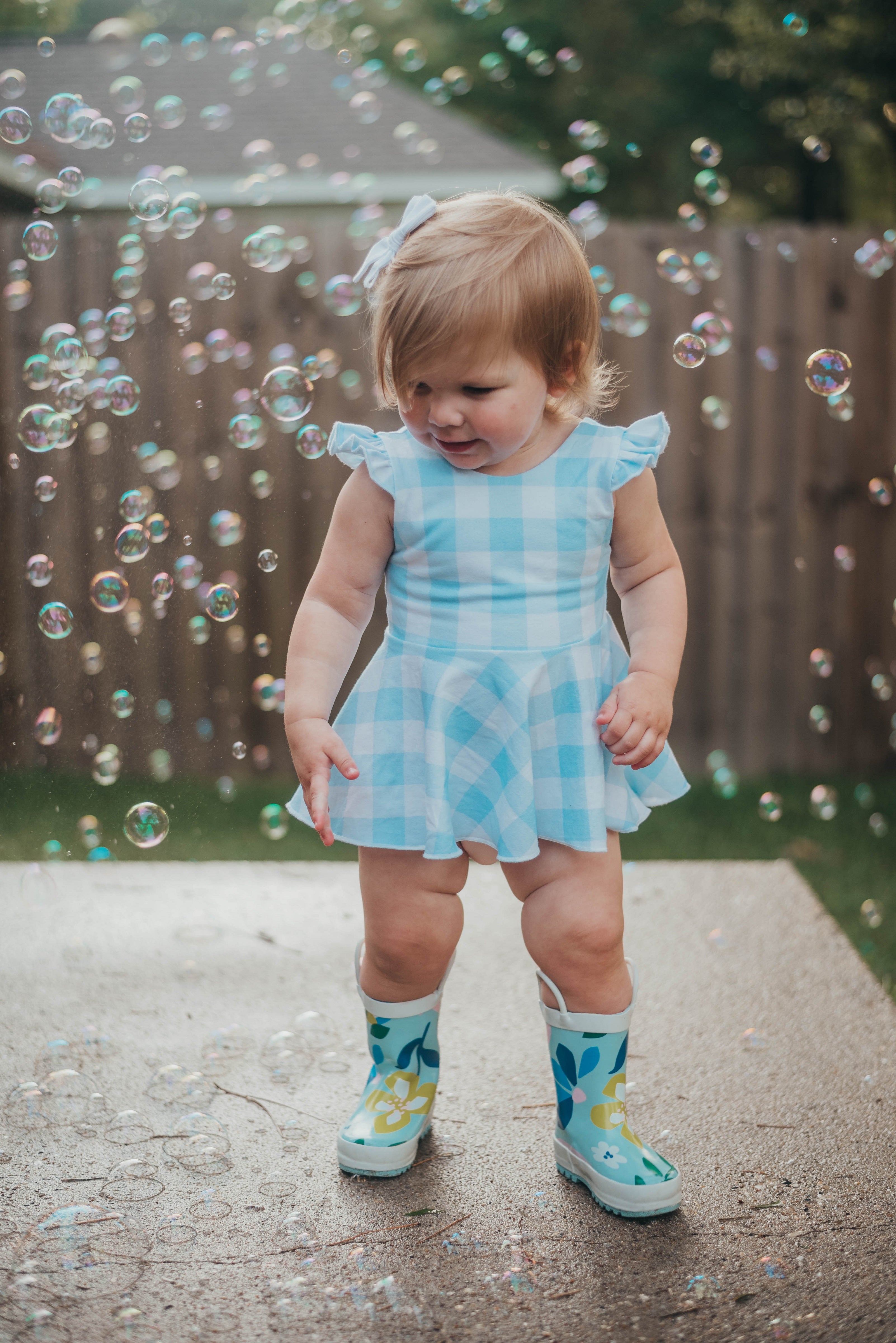 Baby Blue Gingham Peplum