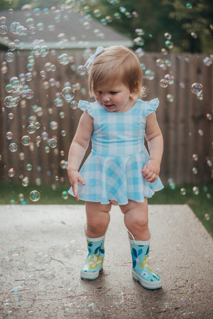 Baby Blue Gingham Peplum