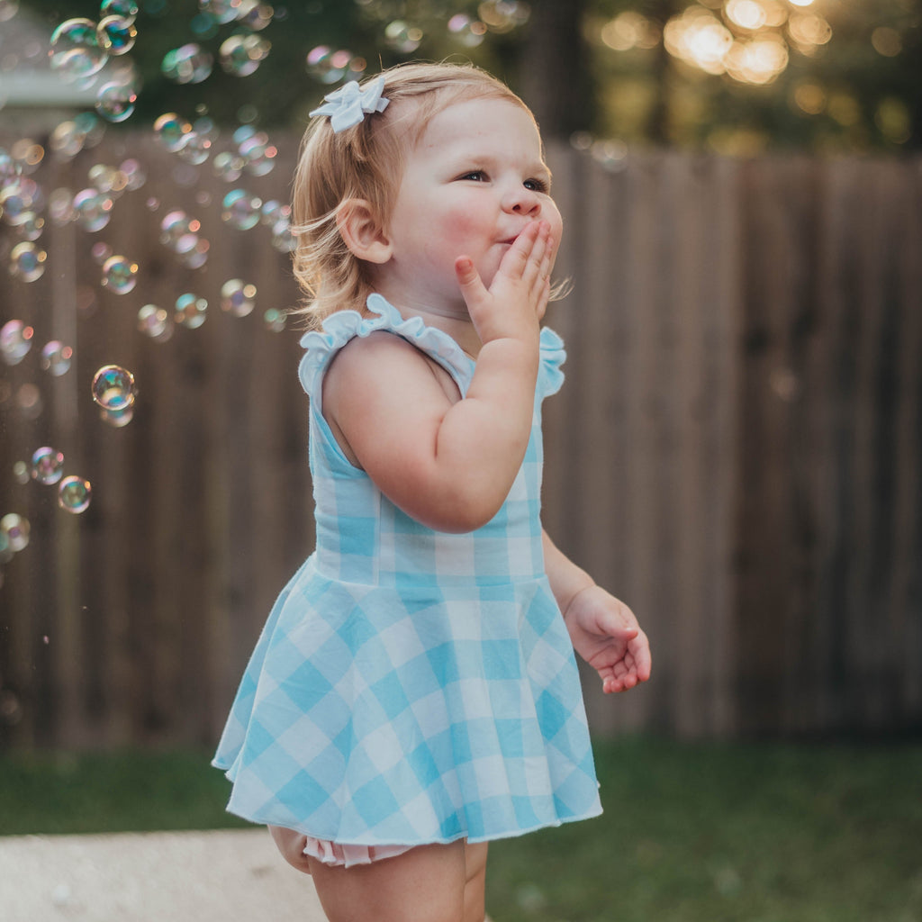 Baby Blue Gingham Peplum
