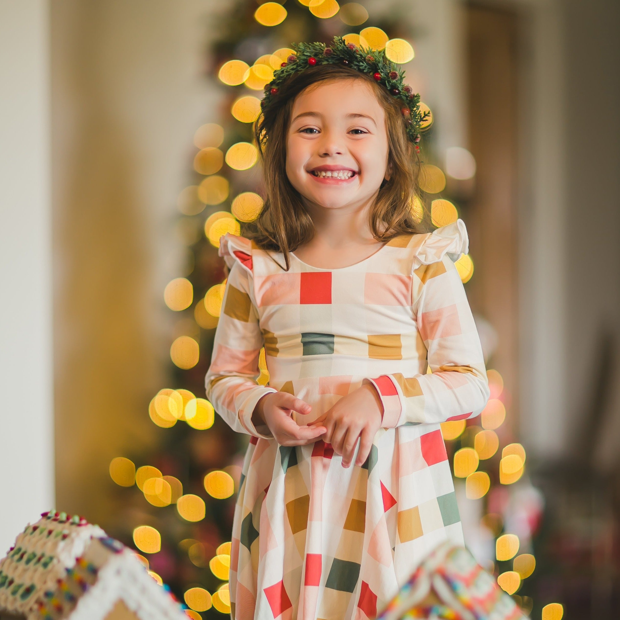 Joyful Gingham Twirl Dress
