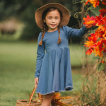Fall Puff-Sleeve Twirl Dress