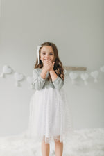 Grey with White Tulle and Hearts Dress