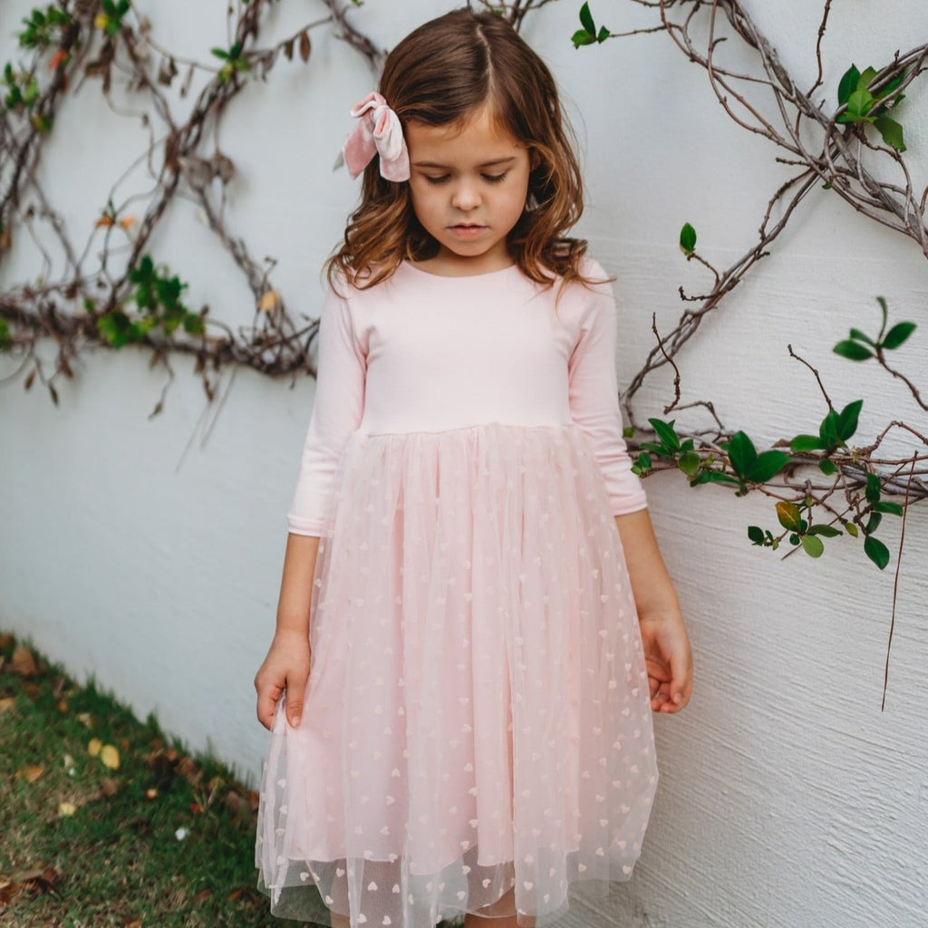 Pink Tulle Dress with Hearts