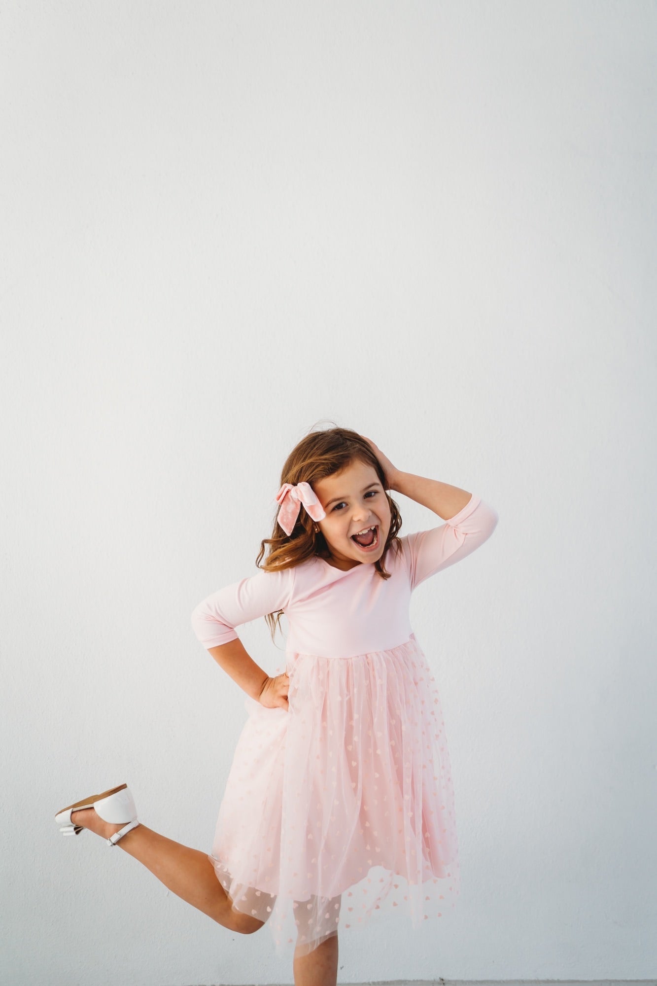 Pink Tulle Dress with Hearts