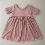 Mauve Dress with White Hearts
