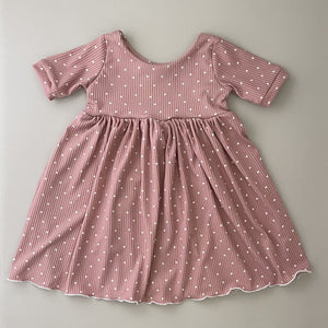 Mauve Dress with White Hearts