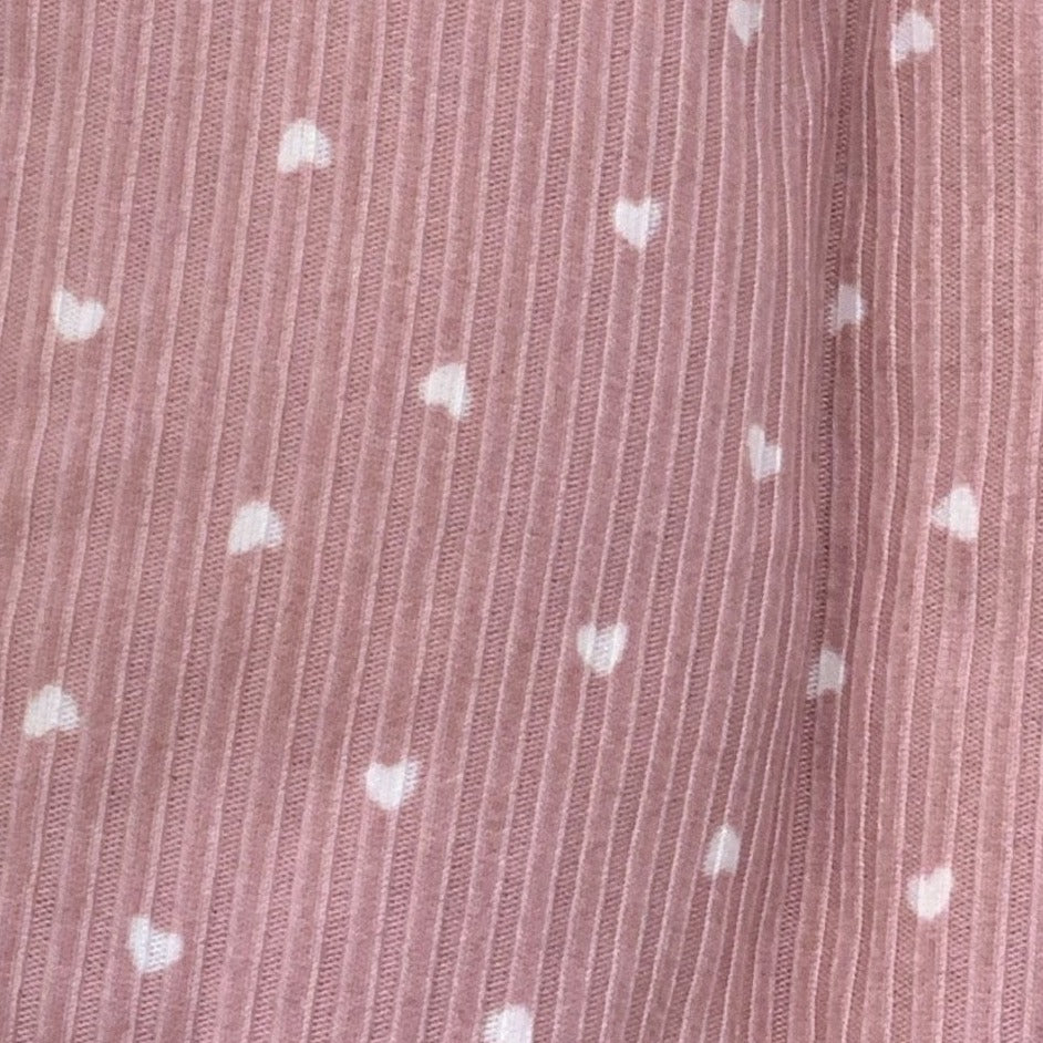 Mauve Romper with White Hearts